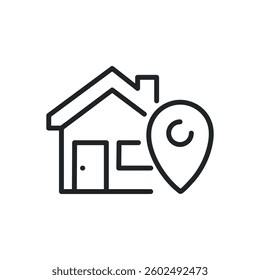 Home location thin line icons. Perfect pixel on transparent background