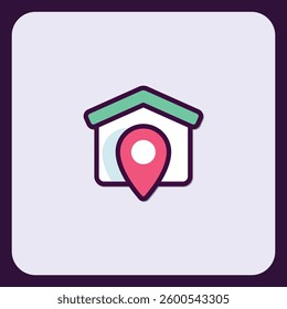 Home location tracking with vibrant pin, property market in simple design