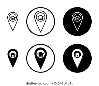 Icono de Vector de la ubicación de la casa. Icono de pin de navegación de la casa adecuado para App y Sitios web diseños de UI.