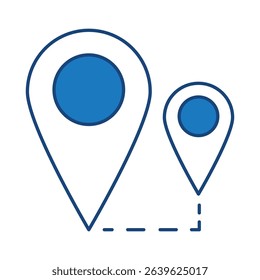 Home Locator Pin Blue Line Editable Stroke Icon. Real Estate, Building, House, Home, Property Vector Illustration