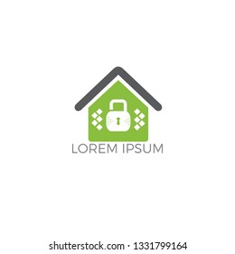 Home lock creative symbol concept. Security access control, account login, building safety abstract business logo. House protection sign,