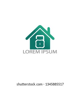 Home lock creative symbol concept. Security access control, account login, building safety abstract business logo. House protection sign,