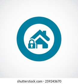 home lock icon bold blue circle border, white background  