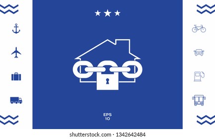 Home lock icon. Graphic elements for your design