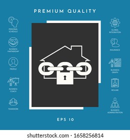 Home lock icon. Graphic elements for your design