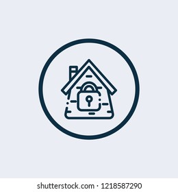 Home with lock Icon Isolated on White Background