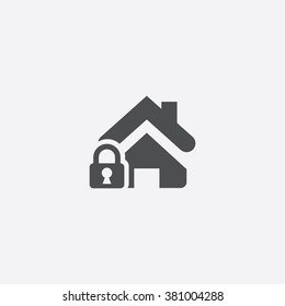 home lock icon, isolated, white background