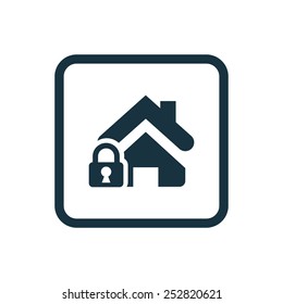 home lock icon Rounded squares button, on white background 