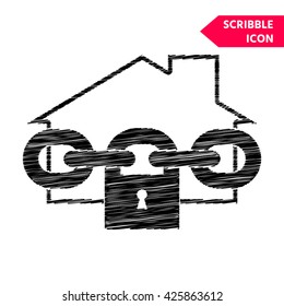 Home lock icon. Scribble icon for you design.