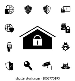 Home lock icon. Set of cybersecurity icons. Signs, outline symbols collection, simple icons for websites, web design, mobile app, info graphics on white background