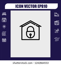 Home lock icon vector