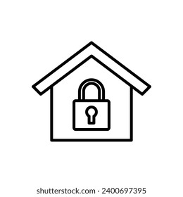 Ilustración vectorial de icono de bloqueo residencial. Casa bajo protección de antecedentes aislados. Concepto de signo de bloqueo.