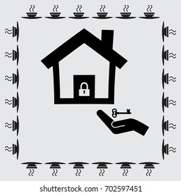 home, lock and key vector icon