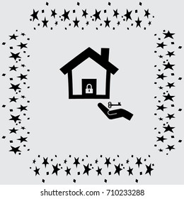 home, lock and key vector icon