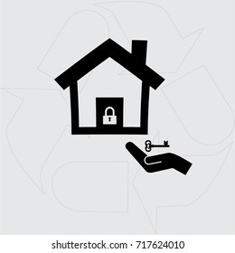 home, lock and key vector icon