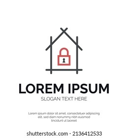 Home and Lock Logo Design Premium Vector