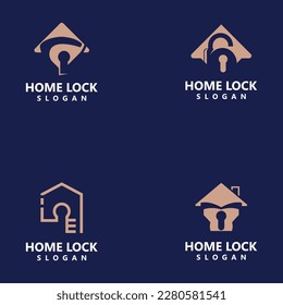 Home Lock logo design security key protection concept for business template