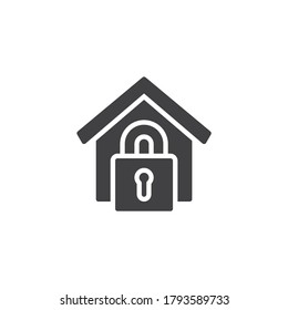 Icono del vector de bloqueo del hogar. signo plano relleno para concepto móvil y diseño web. Icono de glifo de bloqueo de seguridad residencial. Símbolo, ilustración del logotipo. Gráficos vectoriales