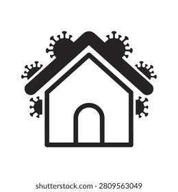 Home lockdown coronavirus symbol simple graphic illustration with quarantine lockdown protection pandemic coronavirus isolation distancing