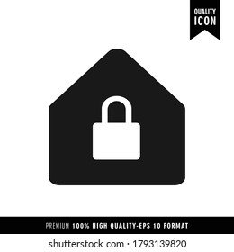 Home locked black color of flat simple icon. Web apps security Kit illustration vector of mobile application. Modern style of design.