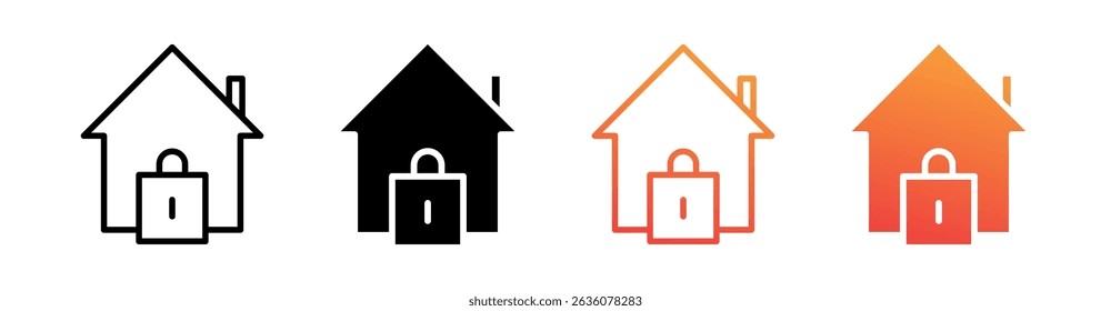 Home Locked Multi Style Icon Set Vector