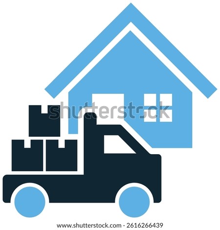 Home logistics delivery icon vector for door-to-door shipping, parcel service, and residential courier. Ideal for e-commerce fulfillment and last-mile delivery system illustration.