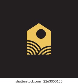 Home logo abstract modern, simple and unique house ,this signet for realty management.