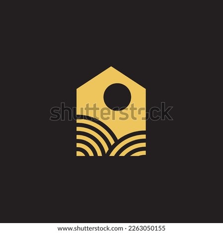 Home logo abstract modern, simple and unique house ,this signet for realty management.