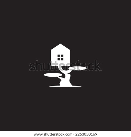 Home logo abstract modern, simple and unique house ,this signet for realty management.