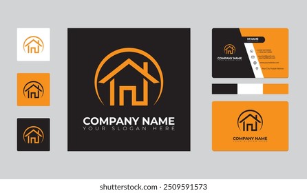 Home logo and business card template, Real estate logo and business card design