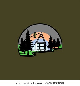 home logo, cabin house rent logo.vector