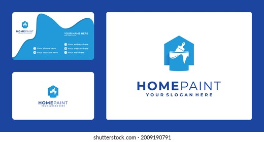 home logo with combination paint bucket, business card