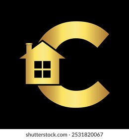 Home Logo combine with letter C vector template