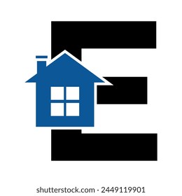 Home Logo combine with letter E vector template