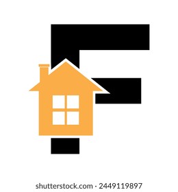 Home Logo combine with letter F vector template