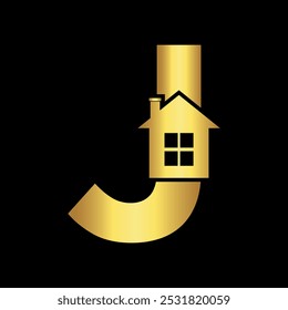 Home Logo combine with letter J vector template