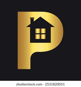Home Logo combine with letter P vector template