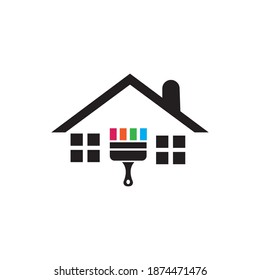 home logo construction vector illustration brush color design template