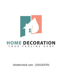 home logo creative design and home decor. Simple concept for interior design studio, hotel business, real estate, hostel, rental housing