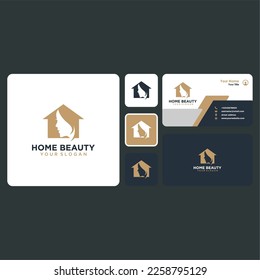 home logo design with beauty or face and business card