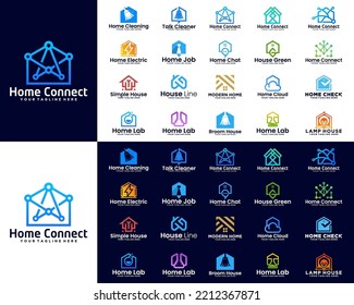 home logo design collection, smart home, technology digital home