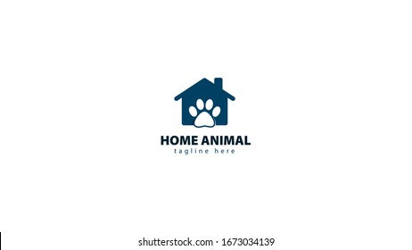 Home logo design combined with animal soles. vector