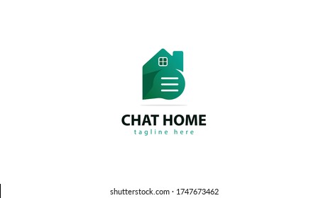 Home logo design combined with chat. vector