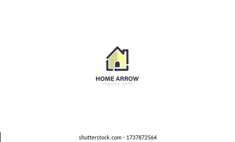 Home logo design combined with the direction of the arrow. vector