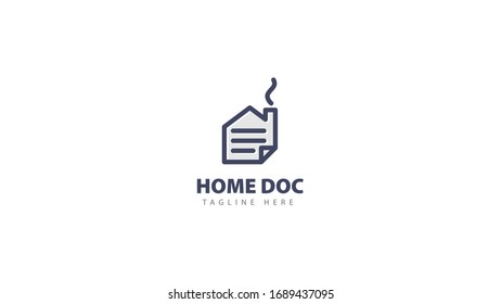 Diseño del logotipo doméstico combinado con papel de documento. vectorial