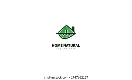 Home logo design combined with half round leaves. vector