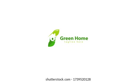 Home logo design combined with leaves. vector