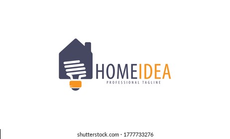 Home logo design combined with lights that symbolize intelligence or creativity. Vector