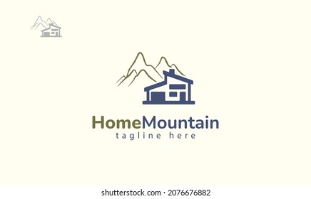 Home logo design combined with mountain views. vector