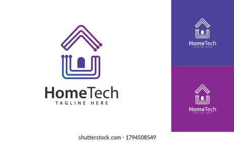Diseño del logotipo del hogar concepto combinado de tecnología. vector